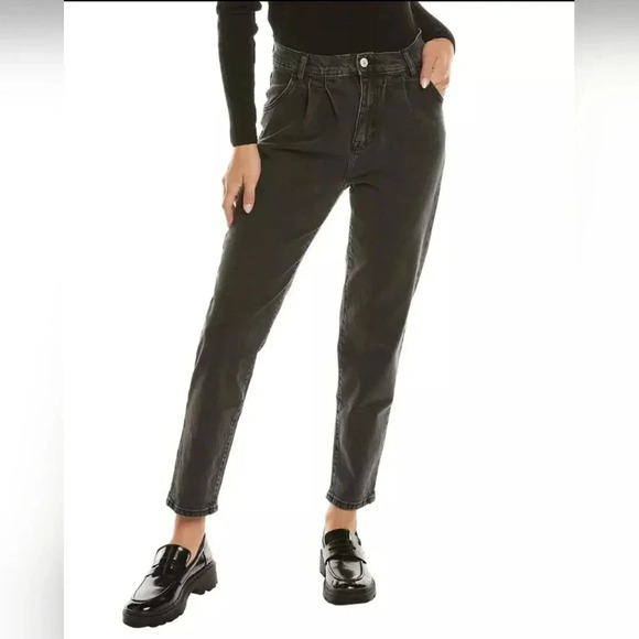 Current Elliot Women’s Washed Black Pleated High-Rise Tapered Denim Jeans |Sz 29 - Picture 1 of 10